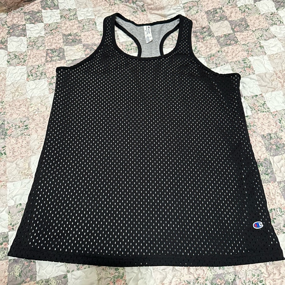 Bundle Set Champion Women's Gym Black Netted Racerback Tank & Drawstring Shorts
